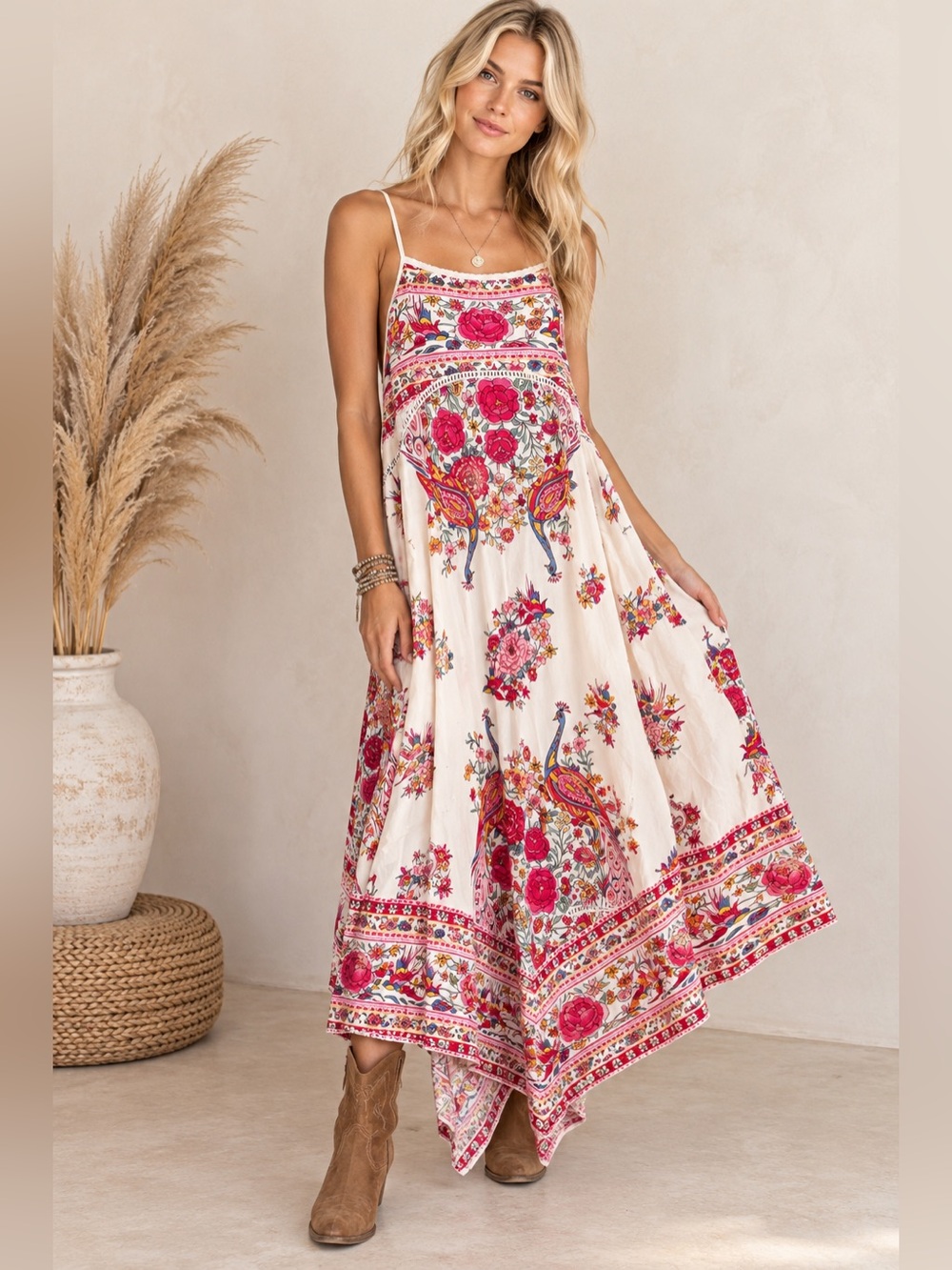 Spell and The Gypsy Collective Hotel Paradiso Maxi Dress in the Color Pearl